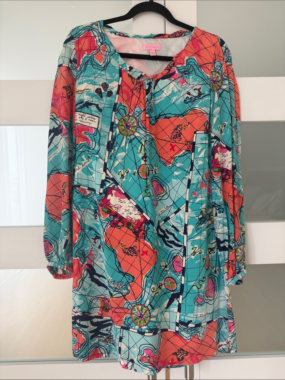 Lilly Pulitzer silk world map dress size 4